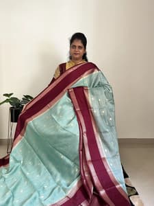 katan silk(ICE BLUE WITH BROWN)