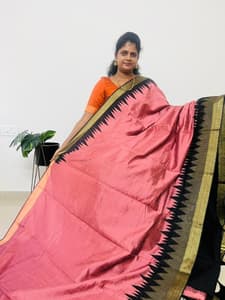 Pure Rawsilk(ONION PINK WITH BLACK)