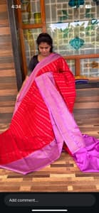 banarasi chiniya silk(CHERRYREDWITHPURPLE)