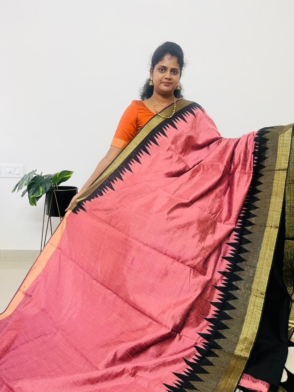 Pure Rawsilk(ONION PINK WITH BLACK) - Image 1