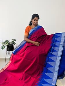 Pure Rawsilk(BEETROOT PINK WITH PEPSI BLUE)