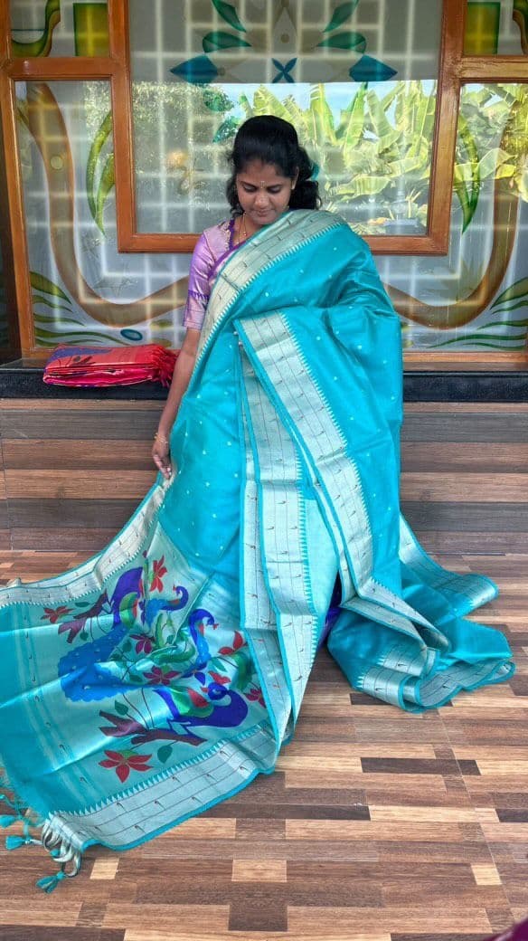 polka dots with temple border(RAMABLUE) - Image 1