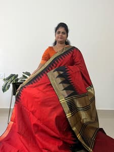 Pure Rawsilk(KUMKUM RED WITH BLACK)