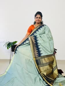 Pure Rawsilk(ICE BLUE WITH NAVY)