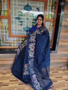 Jamdani silk(NAVY BLUE)