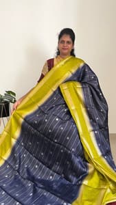 katan silk(GREY WITH MEHANDHI GREEN)