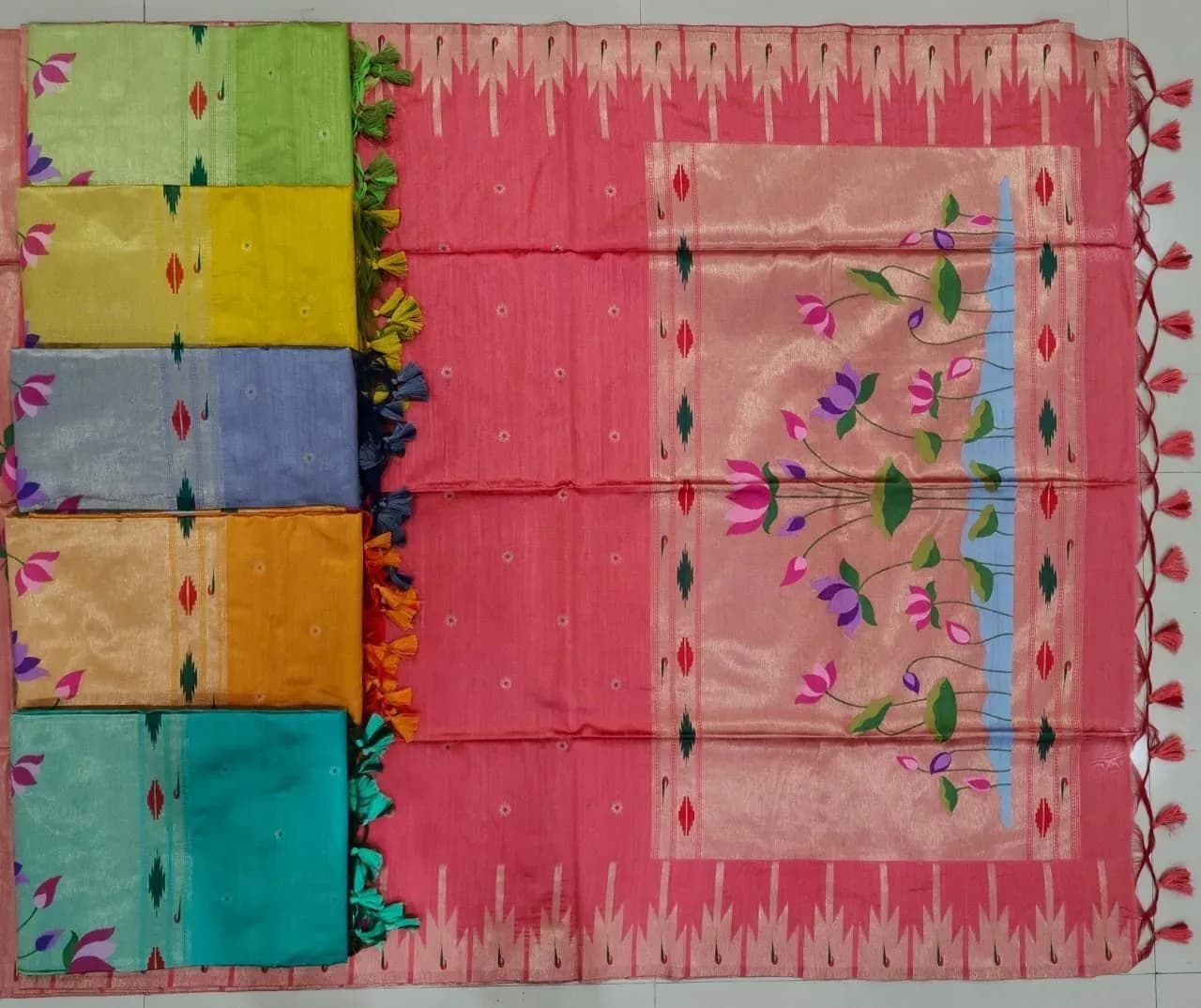 paithani silk with tissue blouse(PEACHISH PINK) - Image 2