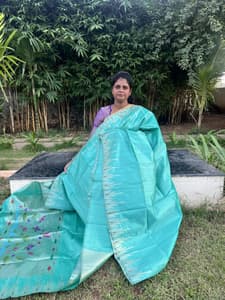 paithani silk with tissue blouse(RAMA BLUE)