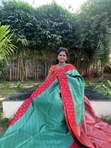 semi silk(GREEN WITH RED)