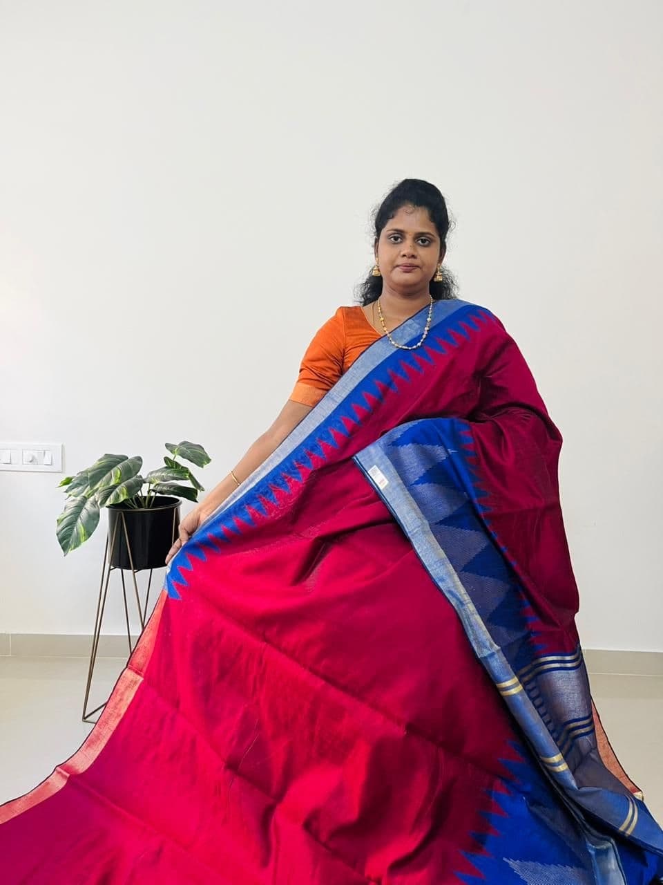 Pure Rawsilk(BEETROOT PINK WITH PEPSI BLUE) - Image 2