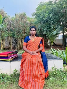 borderless saree with Zari lines(orange with blue)