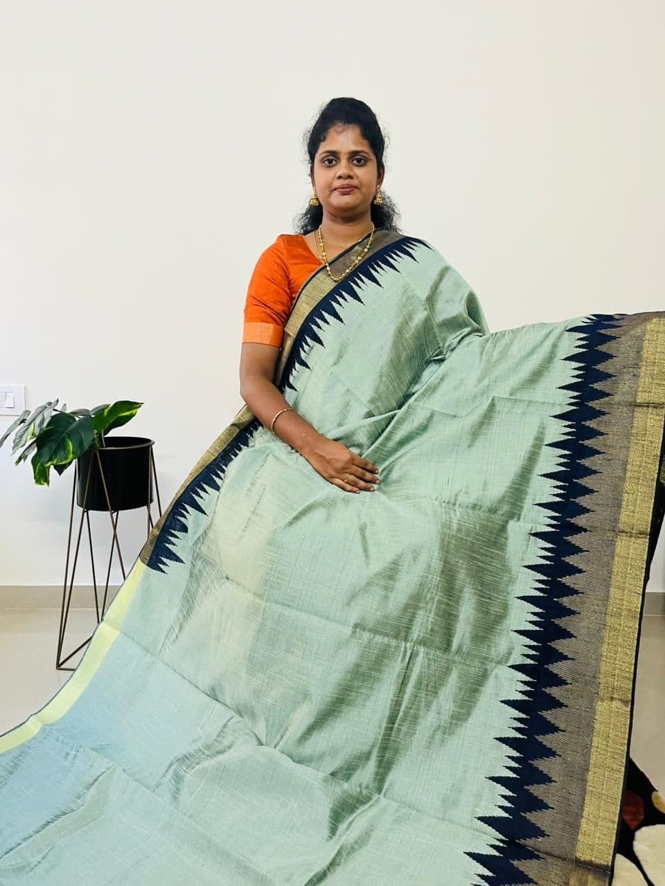 Pure Rawsilk(ICE BLUE WITH NAVY) - Image 2