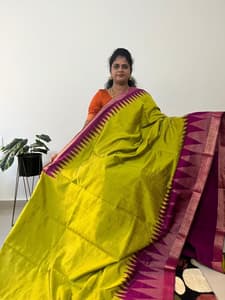 Pure Rawsilk(MUSTARD WITH VIOLET)