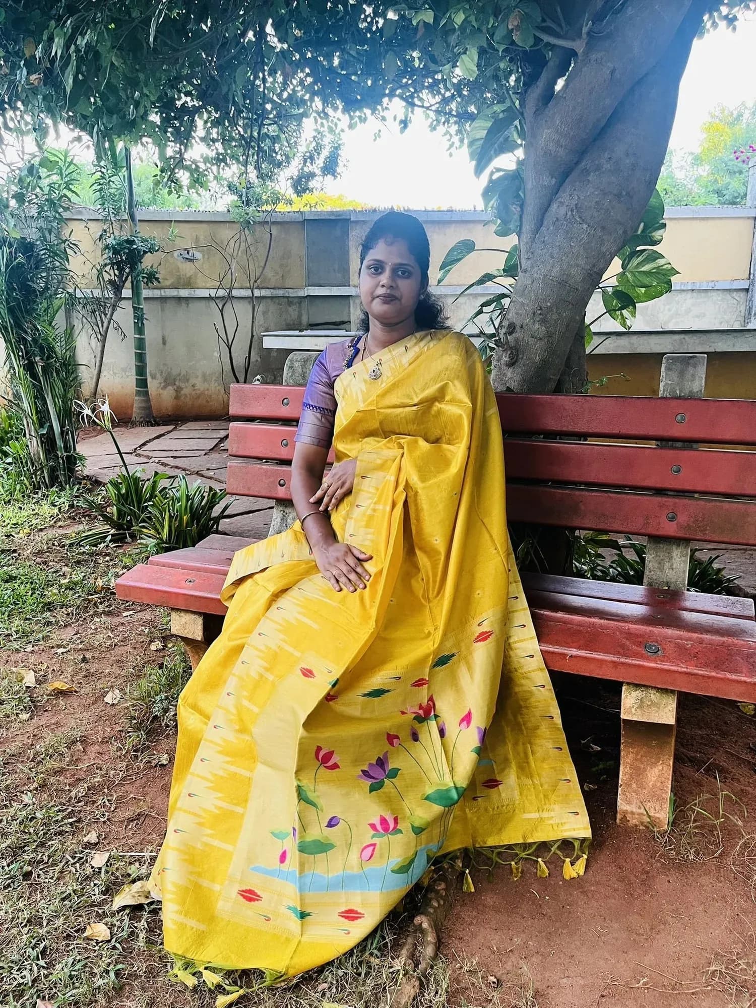 paithani silk with tissue blouse(YELLOW) - Image 3