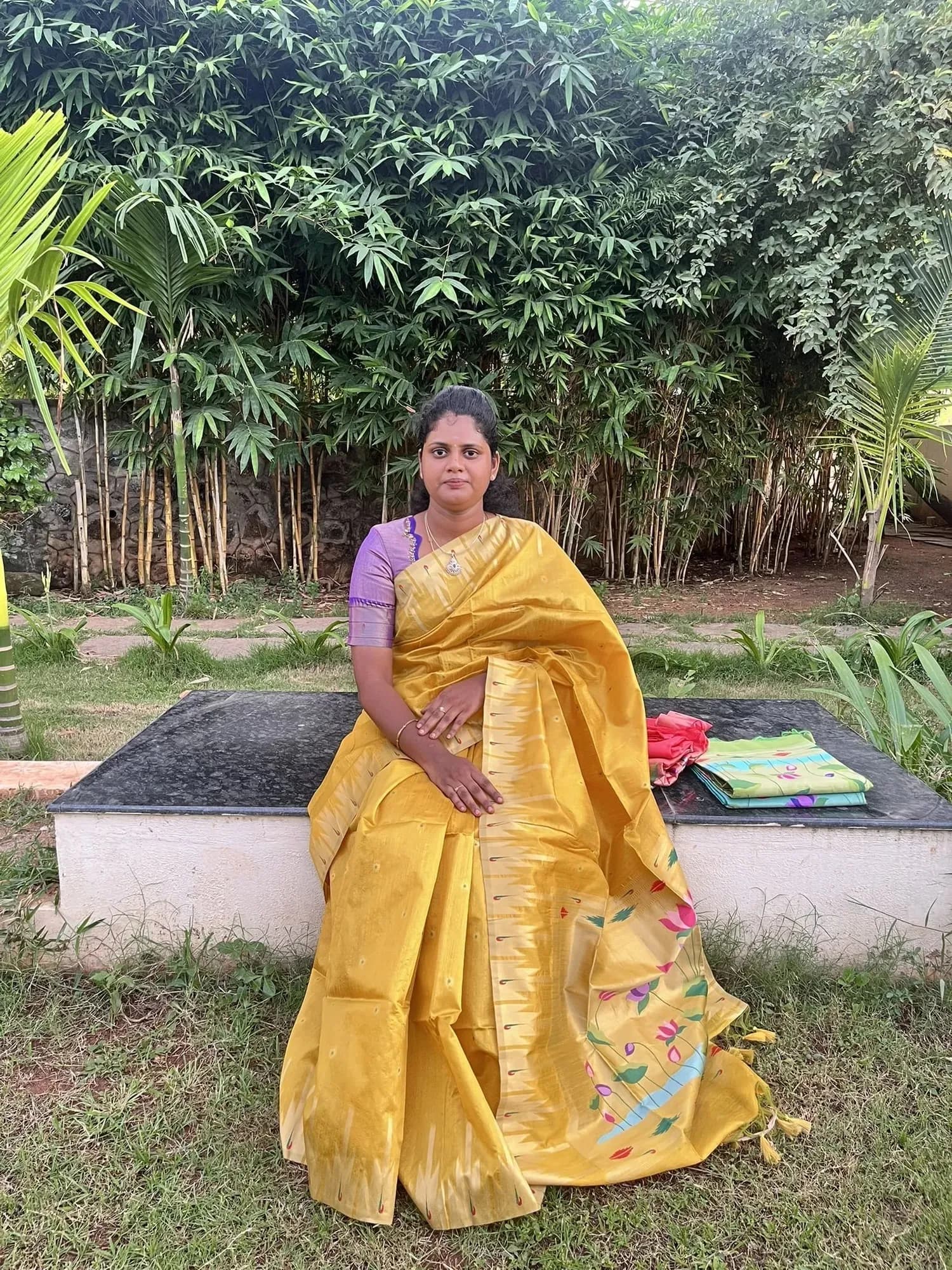 paithani silk with tissue blouse(YELLOW) - Image 2