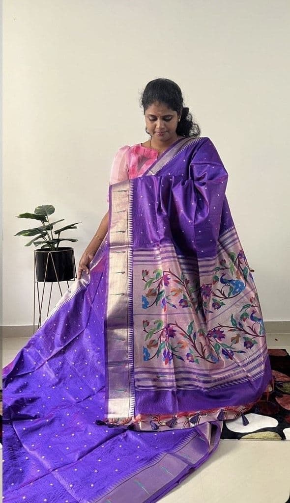 polka dots with tissue blouse(Royal blue) - Image 1