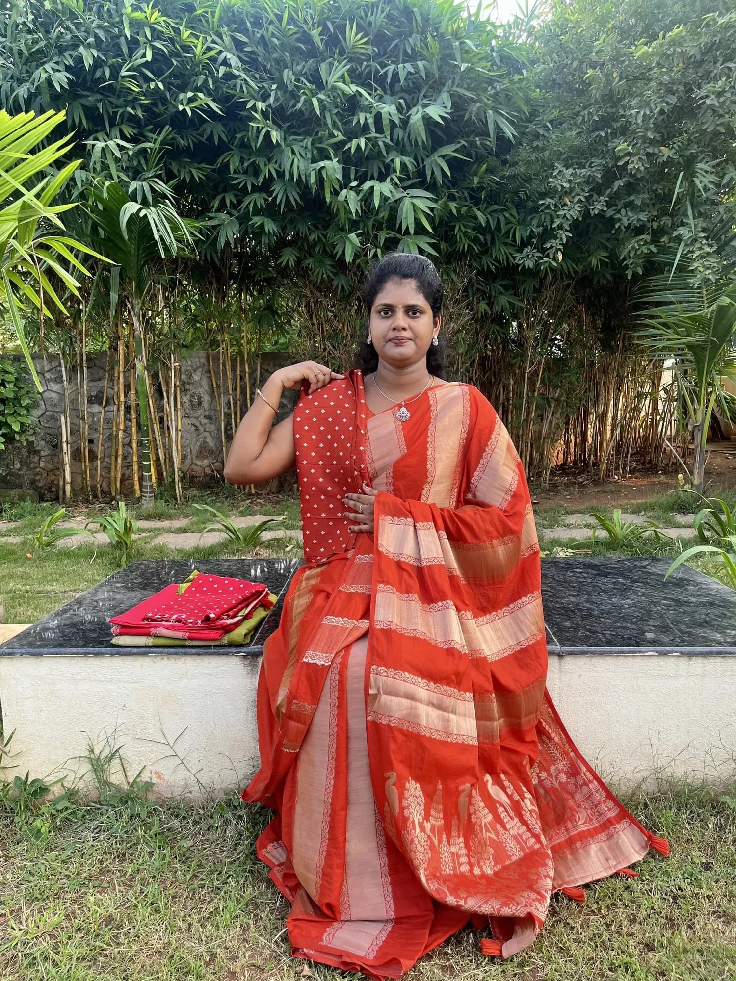 viscouse georgette(CHERRY RED) - Image 1