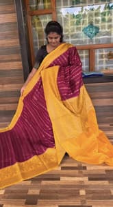 banarasi chiniya silk(BROWN WITH MUSTARD)
