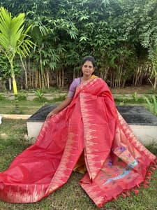 paithani silk with tissue blouse(PEACHISH PINK)