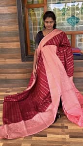banarasi chiniya silk(BROWN WITH PEACH)